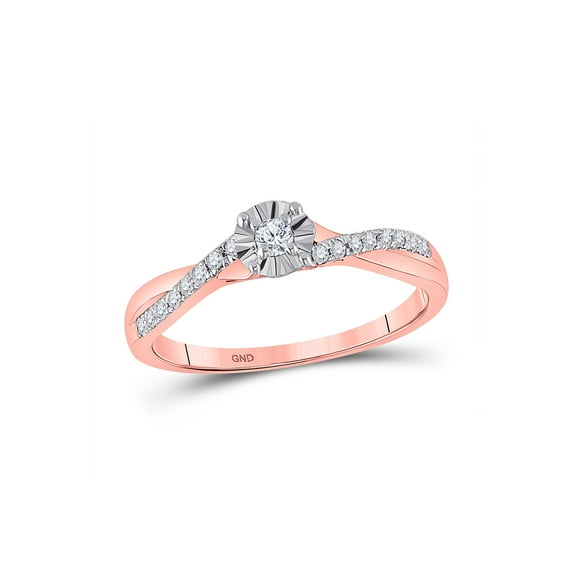 FB Jewels 10kt Rose Gold Womens Round Diamond Solitaire Twist Promise Bridal Ring 1/6 Cttw