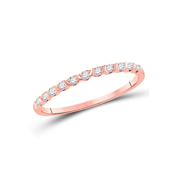 FB Jewels 10kt Rose Gold Womens Round Diamond Stackable Band Ring 1/6 Cttw