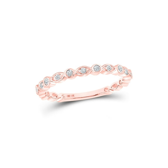 FB Jewels 10kt Rose Gold Womens Round Diamond Stackable Band Ring 1/8 Cttw In Prong Setting (I2-I3 clarity; J-K color) Ring Size 7