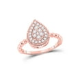 thumbnail image 1 of FB Jewels 10kt Rose Gold Womens Round Diamond Teardrop Cluster Ring 1/3 Cttw, 1 of 1