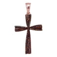 thumbnail image 1 of FB Jewels 10kt Rose Gold Womens Round Red Color Enhanced Diamond Cross Pendant 1/4 Cttw, 1 of 1