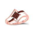 thumbnail image 1 of FB Jewels 10kt Rose Gold Womens Round Red Color Enhanced Diamond Diagonal Square Cluster Ring 1/6 Cttw Size 8.5, 1 of 1