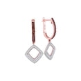thumbnail image 1 of FB Jewels 10kt Rose Gold Womens Round Red Color Enhanced Diamond Square Dangle Hoop Earrings 3/8 Cttw, 1 of 1