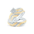 thumbnail image 1 of FB Jewels 10kt Two-tone Gold His Hers Round Diamond Cluster Matching Bridal Wedding Ring Band Set 1/3 Cttw, 1 of 1