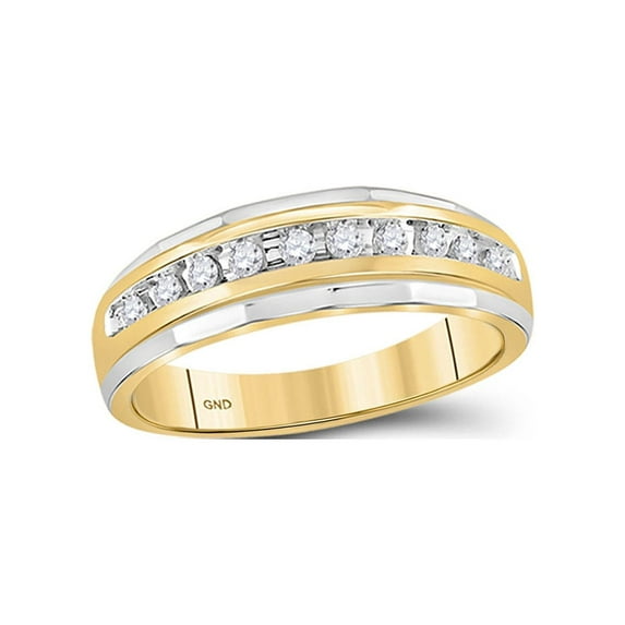 FB Jewels 10kt Two-tone Gold Mens Round Diamond Wedding Band Ring 1/4 Cttw Size 8