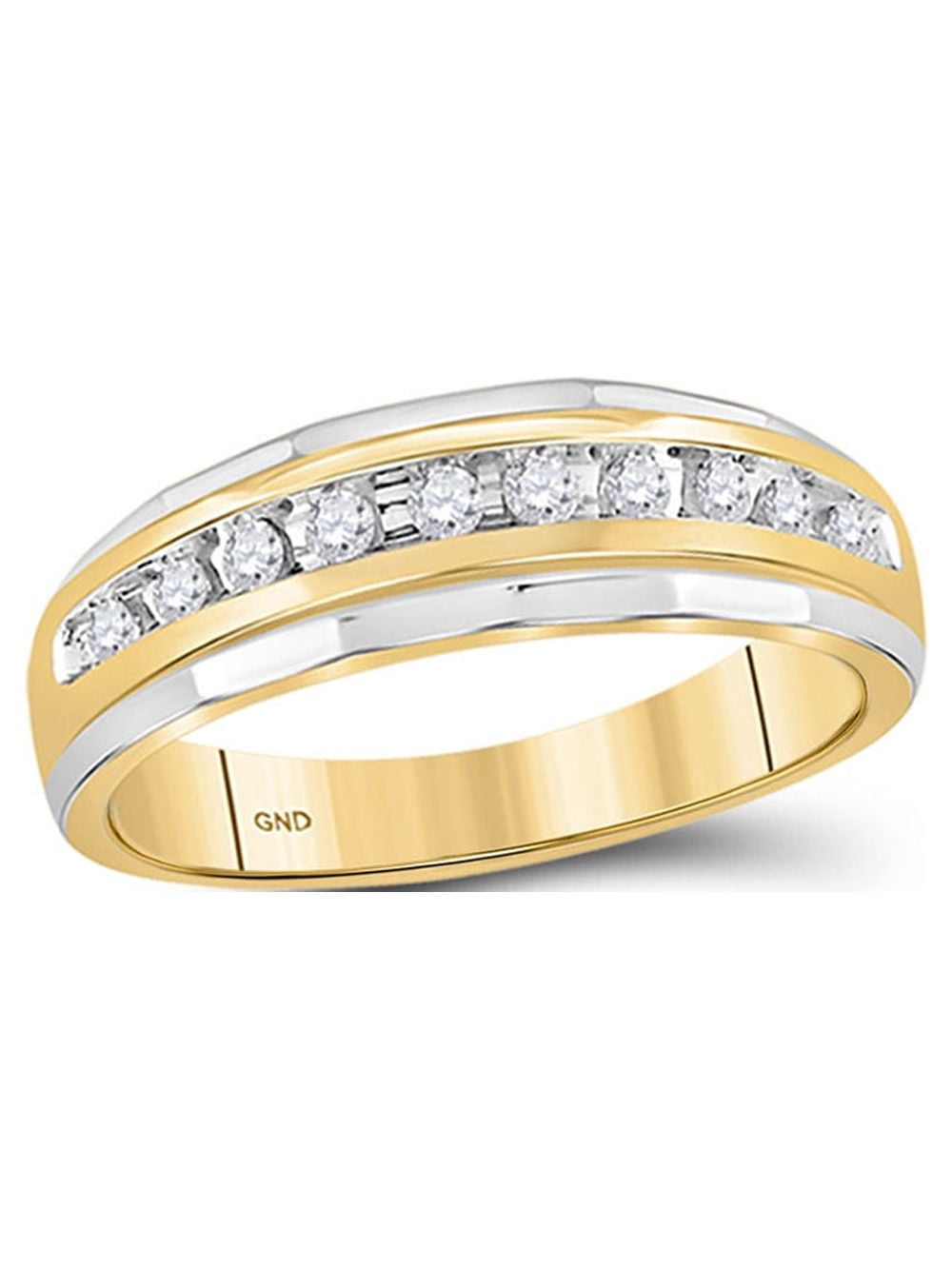 FB Jewels 10kt Two-tone Gold Mens Round Diamond Wedding Band Ring 1/4 ...