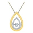 thumbnail image 1 of FB Jewels 10kt Two-tone Gold Womens Moving Round Diamond Teardrop Pendant 1/5 Cttw, 1 of 1