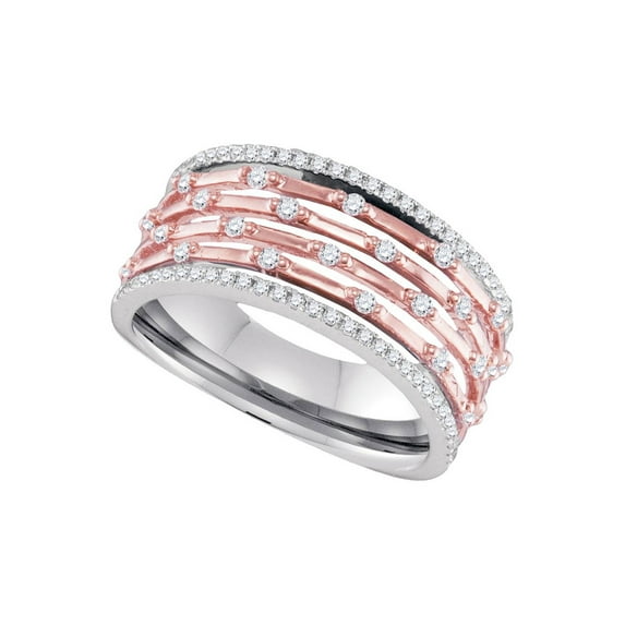 FB Jewels 10kt Two-tone Gold Womens Round Diamond Band Ring 3/8 Cttw