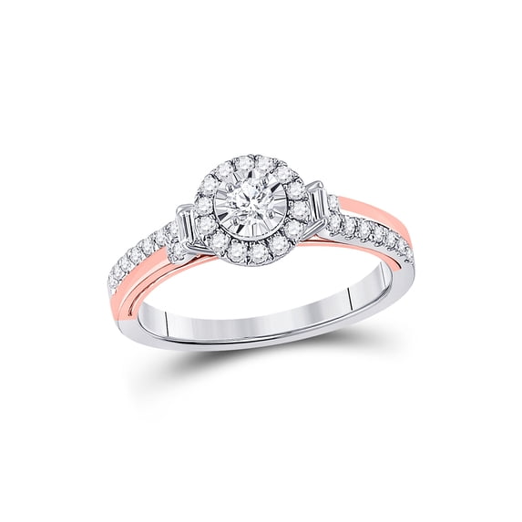 FB Jewels 10kt Two-tone Gold Womens Round Diamond Halo Bridal Wedding Engagement Ring 1/2 Cttw