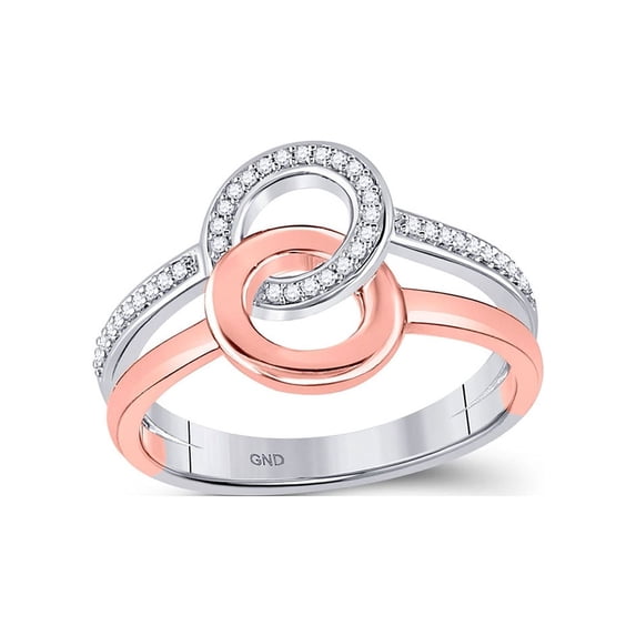 FB Jewels 10kt Two-tone Gold Womens Round Diamond Linked Circle Ring 1/10 Cttw