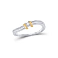 thumbnail image 1 of FB Jewels 10kt Two-tone Gold Womens Round Diamond Solitaire Promise Bridal Ring 1/20 Cttw, 1 of 1