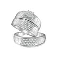 thumbnail image 1 of FB Jewels 10kt White Gold His & Hers Round Diamond Cluster Matching Bridal Wedding Ring Band Set 3/8 Cttw, 1 of 1