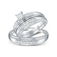thumbnail image 1 of FB Jewels 10kt White Gold His Hers Round Diamond Cluster Matching Wedding Set 1/5 Cttw Size 5, 1 of 1