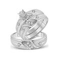 thumbnail image 1 of FB Jewels 10kt White Gold His & Hers Round Diamond Solitaire Cross Matching Bridal Wedding Ring Band Set 1/6 Cttw, 1 of 1