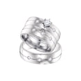 thumbnail image 1 of FB Jewels 10kt White Gold His & Hers Round Diamond Solitaire Matching Bridal Wedding Ring Band Set 1/2 Cttw, 1 of 1