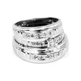 thumbnail image 1 of FB Jewels 10kt White Gold His & Hers Round Diamond Solitaire Matching Bridal Wedding Ring Band Set 1/6 Cttw, 1 of 1
