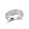 thumbnail image 1 of FB Jewels 10kt White Gold Mens Princess Diamond Single Row Wedding Band Ring 1/2 Cttw, 1 of 2