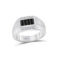 thumbnail image 1 of FB Jewels 10kt White Gold Mens Round Black Color Enhanced Diamond Rectangle Cluster Ring 3/8 Cttw, 1 of 1