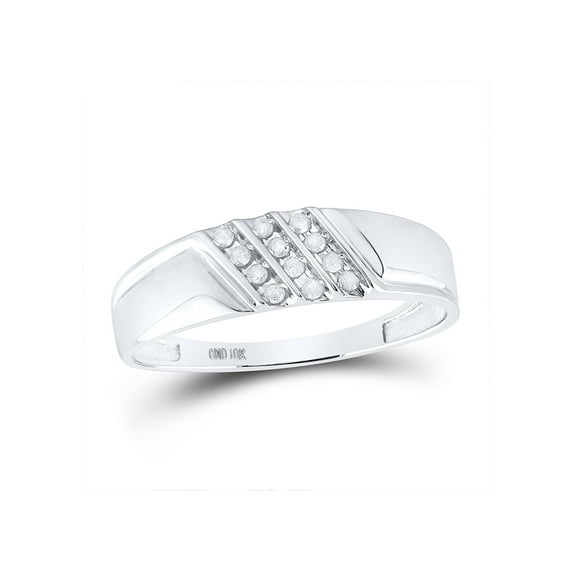 FB Jewels 10kt White Gold Mens Round Channel-set Diamond Diagonal Triple Row Wedding Band 1/8 Cttw Size 9.5
