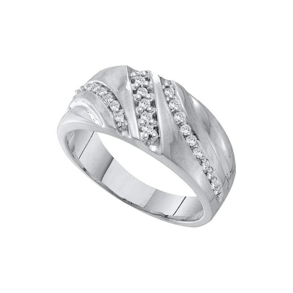 FB Jewels 10kt White Gold Mens Round Diamond Band Ring 1/4 Cttw Size 11.5