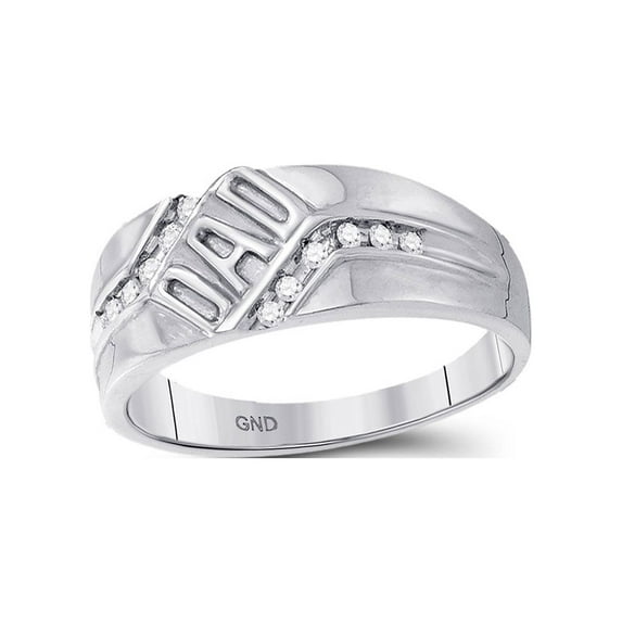 FB Jewels 10kt White Gold Mens Round Diamond Dad Father Band Ring 1/8 Cttw Size 10