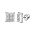 thumbnail image 1 of FB Jewels 10kt White Gold Mens Round Diamond Kite Square Earrings 1/8 Cttw, 1 of 1