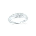 thumbnail image 1 of FB Jewels 10kt White Gold Mens Round Diamond Single Row Cross Wedding Band 1/20 Cttw, 1 of 1