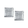 thumbnail image 1 of FB Jewels 10kt White Gold Mens Round Diamond Square Earrings 1/8 Cttw, 1 of 1