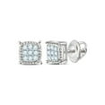 thumbnail image 1 of FB Jewels 10kt White Gold Mens Round Diamond Square Milgrain Cluster Earrings 1/10 Cttw, 1 of 1