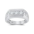 thumbnail image 1 of FB Jewels 10kt White Gold Mens Round Diamond Squared Edges Single Row Band Ring 1.00 Cttw, 1 of 1