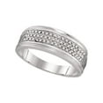 thumbnail image 1 of FB Jewels 10kt White Gold Mens Round Diamond Triple Row Wedding Anniversary Band Ring 1/10 Cttw, 1 of 1