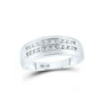 thumbnail image 1 of FB Jewels 10kt White Gold Mens Round Diamond Wedding 2-Row Band Ring 1/4 Cttw Size 11, 1 of 4