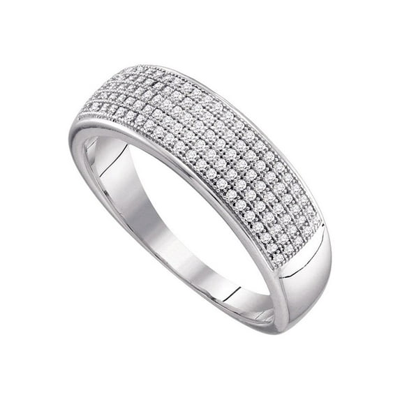 FB Jewels 10kt White Gold Mens Round Diamond Wedding Band Ring 1/3 Cttw Size 12