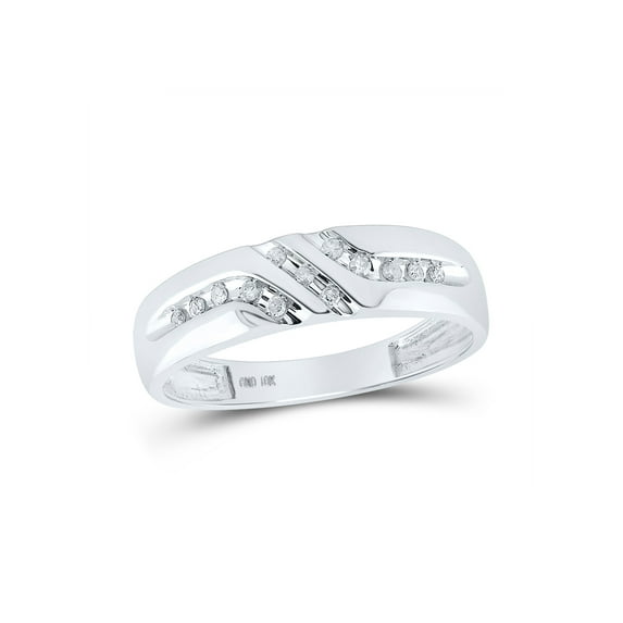 FB Jewels 10kt White Gold Mens Round Diamond Wedding Band Ring 1/8 Cttw Size 11.5