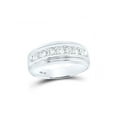 thumbnail image 1 of FB Jewels 10kt White Gold Mens Round Diamond Wedding Channel-Set Band Ring 3/4 Cttw Size 11, 1 of 2