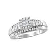 thumbnail image 1 of FB Jewels 10kt White Gold Princess Round Diamond Cluster Bridal Wedding Engagement Ring 1/2 Cttw Size 6, 1 of 1