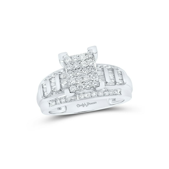 FB Jewels 10kt White Gold Round Diamond Bridal Wedding Engagement Ring 7/8 Cttw