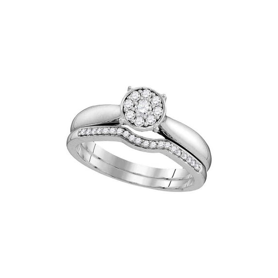 FB Jewels 10kt White Gold Round Diamond Bridal Wedding Ring Band Set 1/4 Cttw Size 9