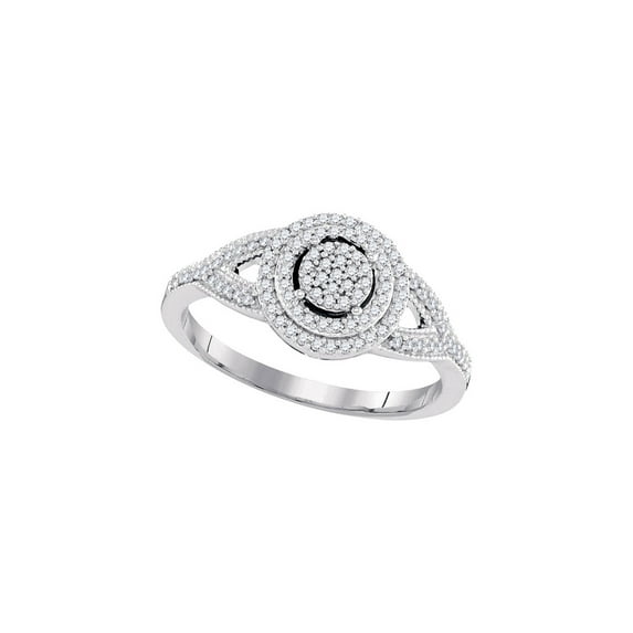 FB Jewels 10kt White Gold Round Diamond Circle Cluster Bridal Wedding Engagement Ring 1/4 Cttw Size 7.5