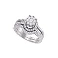thumbnail image 1 of FB Jewels 10kt White Gold Round Diamond Cluster Bridal Wedding Ring Band Set 3/4 Cttw Size 6.5, 1 of 1