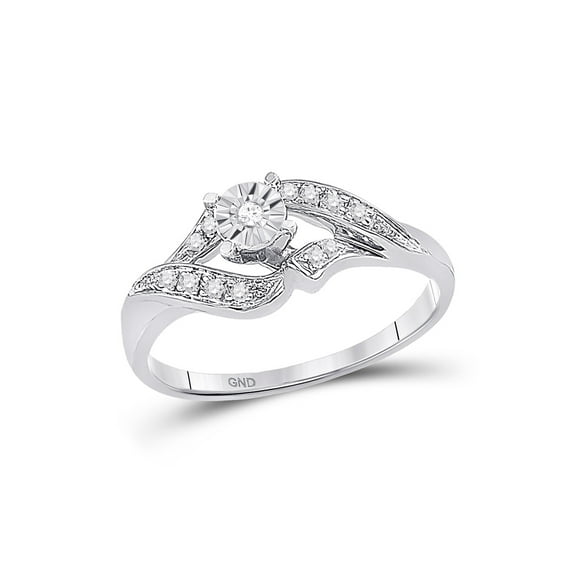 FB Jewels 10kt White Gold Round Diamond Solitaire Bridal Wedding Engagement Ring 1/6 Cttw Size 7