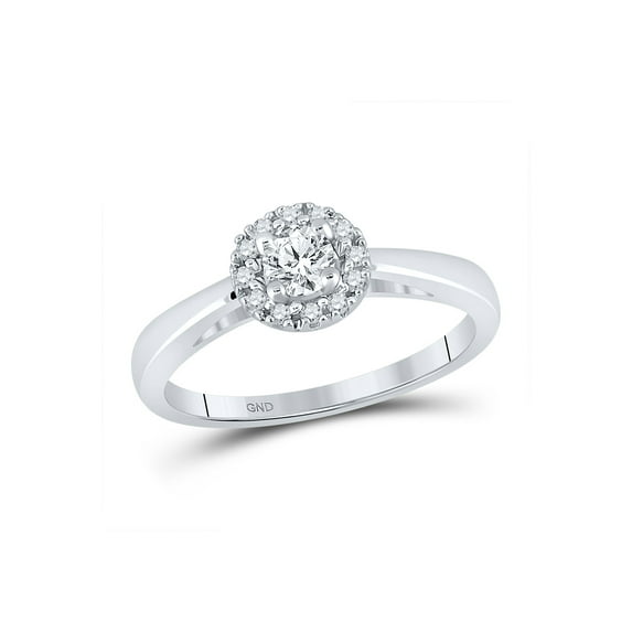 FB Jewels 10kt White Gold Round Diamond Solitaire Halo Bridal Wedding Engagement Ring 1/3 Cttw Size 7.5