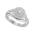 thumbnail image 1 of FB Jewels 10kt White Gold Womens Diamond Round Bridal Wedding Engagement Ring Band Set 1/3 Cttw, 1 of 1