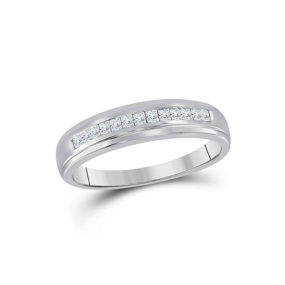 FB Jewels 10kt White Gold Womens Princess Diamond Single Row Wedding Band 1/4 Cttw Size 8