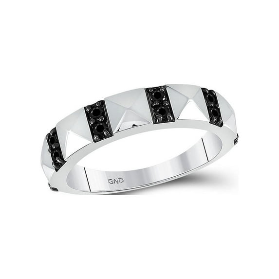 FB Jewels 10kt White Gold Womens Round Black Color Enhanced Diamond Band Ring 1/2 Cttw Size 5