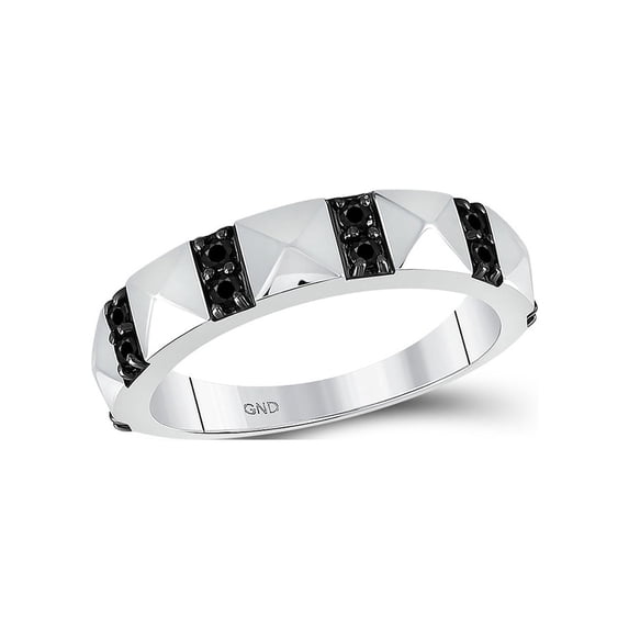 FB Jewels 10kt White Gold Womens Round Black Color Enhanced Diamond Band Ring 1/2 Cttw Size 6.5
