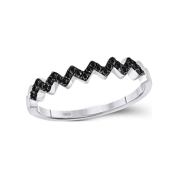FB Jewels 10kt White Gold Womens Round Black Color Enhanced Diamond Chevron Band Ring 1/6 Cttw