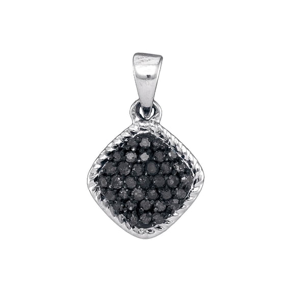 FB Jewels 10kt White Gold Womens Round Black Color Enhanced Diamond Cluster Pendant 1/4 Cttw