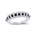 thumbnail image 1 of FB Jewels 10kt White Gold Womens Round Black Color Enhanced Diamond Symmetrical Band Ring 1/2 Cttw Size 6.5, 1 of 1