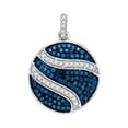thumbnail image 1 of FB Jewels 10kt White Gold Womens Round Blue Color Enhanced Diamond Circle Pendant 3/4 Cttw, 1 of 1